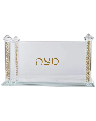 Bt Shalom Crystal Square Matzah Box With Metallic Diamond Net Design Accents