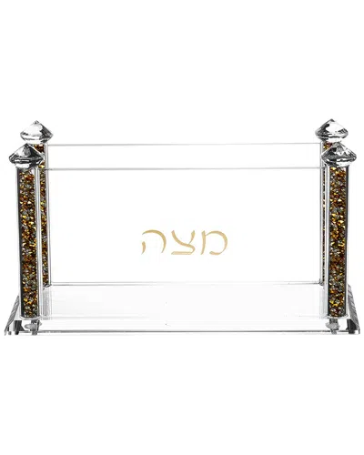Bt Shalom Crystal Square Passover Matzah Box With Gold And Gemstones