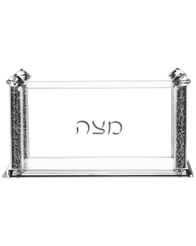 Bt Shalom Crystal Square Passover Matzah Box With Silver Decorative Gemstones
