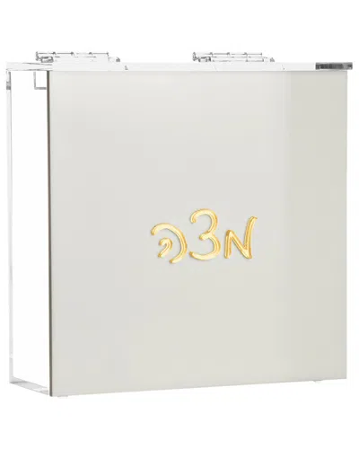 Bt Shalom Lucite Passover Matzah Box With Gold Logo Text In White