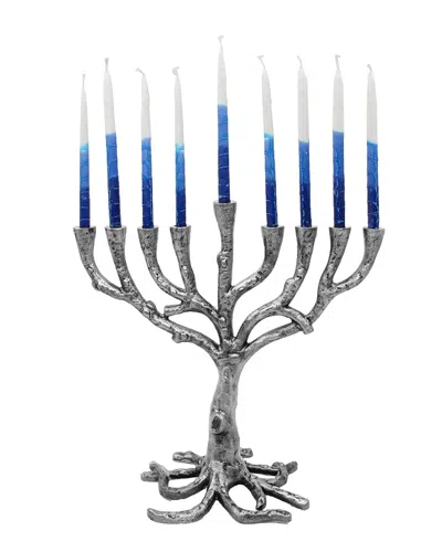 Bt Shalom Menorah Tree Of Life With Gift Box - Rustic Silver