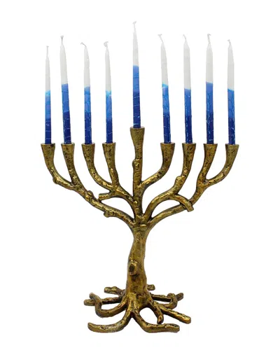 Bt Shalom Menorah Tree Of Life With Reusable Box - Rustic Gold In Silver