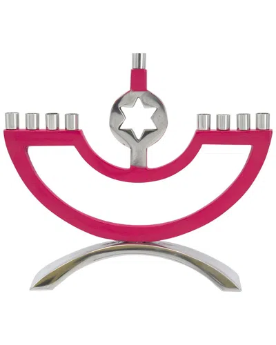 Bt Shalom Metal Candle Menorah Pink Enamel With Star Of David