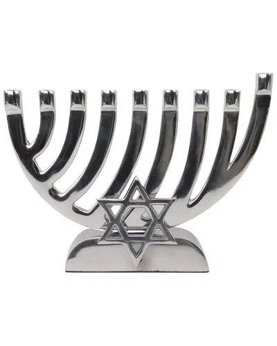 Bt Shalom Metal Candle Menorah Polished With Star Of David In Metallic