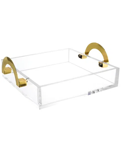 Bt Shalom Noble Gift Clear Lucite Tray With Gold Metal Handles