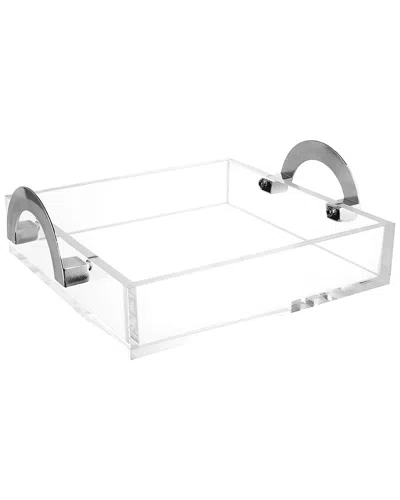 Bt Shalom Noble Gift Clear Lucite Tray With Silver Metal Handles