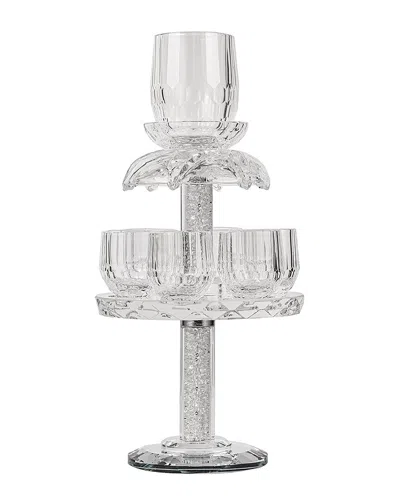 Bt Shalom Noble Gift Crystal Fountain Cup Set With Clear Crushed Gemstones For Shabbat - Passover