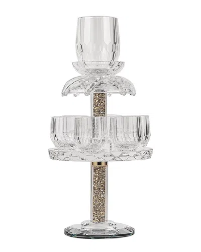 Bt Shalom Noble Gift Crystal Fountain Cup Set With Gold And Silver Crushed Gemstones For Shabbat - Passover