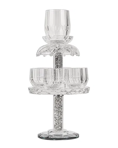 Bt Shalom Noble Gift Crystal Fountain Cup Set With Silver Crushed Gemstones For Shabbat - Passover