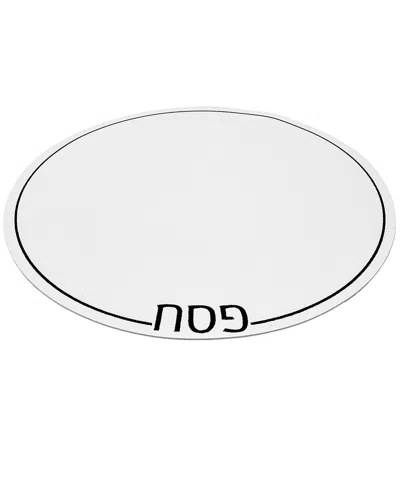 Bt Shalom White Leatherette Placemat Charger With Black Passover Embroidery