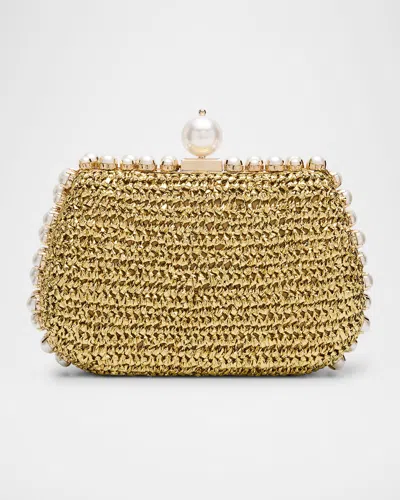 Btb Los Angeles Amelie Pearly Metallic Clutch Bag In Gold