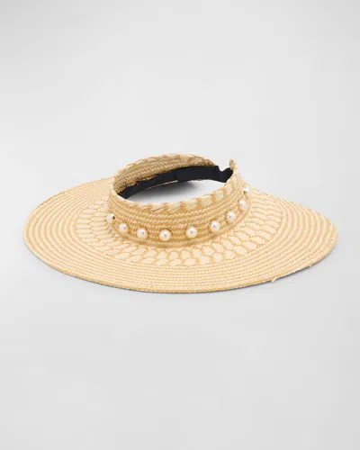 Btb Los Angeles Ani Pearly Straw Visor In Neutral