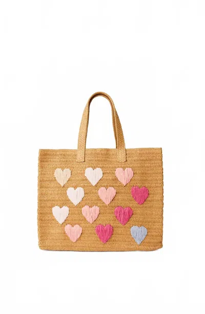 Btb Los Angeles Be Mine Tote In Sand Pink Rainbow In Multi
