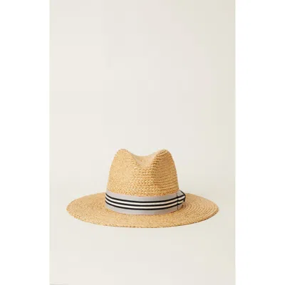Btb Los Angeles Bindi Straw Hat In Natural Grey