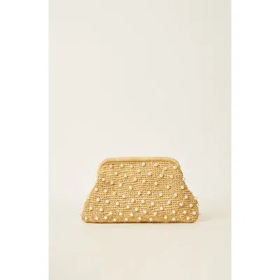 Btb Los Angeles Briar Pearl Clutch In Natural