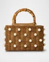 Btb Los Angeles Chloe Pearly Rattan Box Top-handle Bag