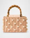 Btb Los Angeles Chloe Pearly Rattan Box Top-handle Bag