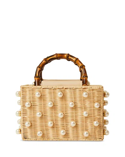 Btb Los Angeles Chloe Small Rattan Handbag In Brown