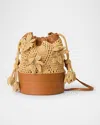 Btb Los Angeles Drawstring Floral Straw Shoulder Bag In Natural