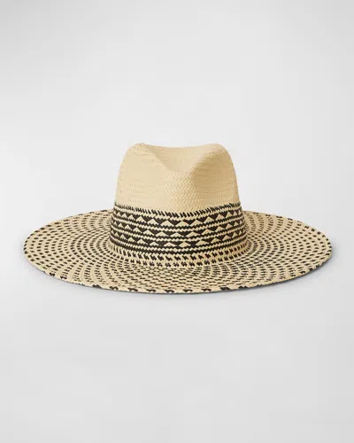 Btb Los Angeles Eliza Two-tone Straw Fedora In Black