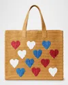 Btb Los Angeles Embroidered Heart Beach Tote Bag