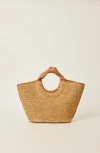 Btb Los Angeles Florian Knotted Metallic Raffia Tote Bag In Gold