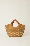 Btb Los Angeles Florian Pearly Straw Tote Bag In Honey