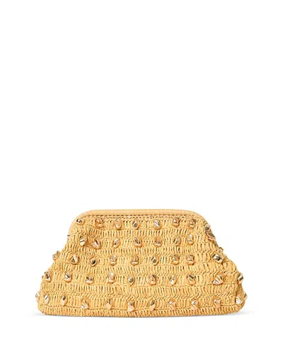 Btb Los Angeles Galia Studded Raffia Clutch In Yellow