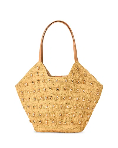 Btb Los Angeles Galia Studded Raffia Tote Bag In Brown