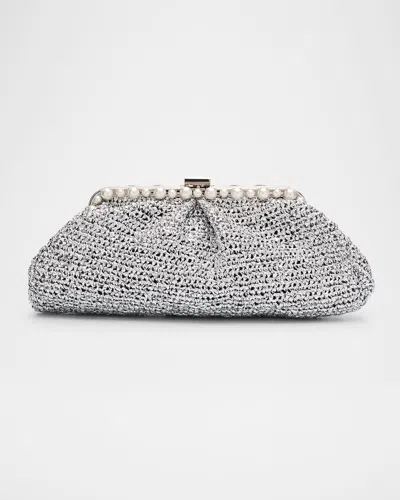 Btb Los Angeles Gem Pearly Multicolor Clutch Bag In White