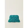 Btb Los Angeles Gigi Framed Woven Raffia Clutch Bag In Turquoise