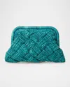 Btb Los Angeles Gigi Framed Woven Raffia Clutch Bag In Turquoise