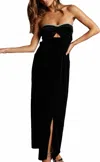 Btb Los Angeles Haven Strapless Velvet Midi Dress In Black In Black