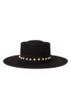 Btb Los Angeles Hazel Imitation Pearl Wool Hat In Black