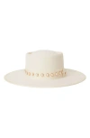 Btb Los Angeles Hazel Imitation Pearl Wool Hat In Cream