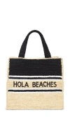 Btb Los Angeles Hola Beaches Boxy Tote In Natural  Black  & White