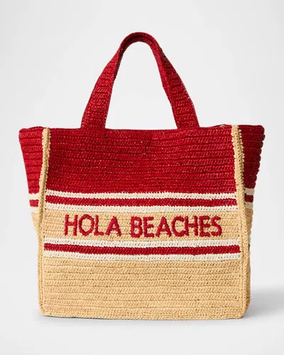 Btb Los Angeles Hola Beaches Straw Boxy Tote Bag
