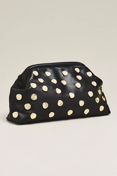 Btb Los Angeles Josephine Leather Studded Clutch In Black