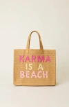 Btb Los Angeles Karma Is A Beach Tote In Sand Fuchsia Petal