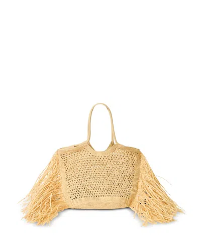 Btb Los Angeles Large Fringed Raffia Tote Bag In Brown