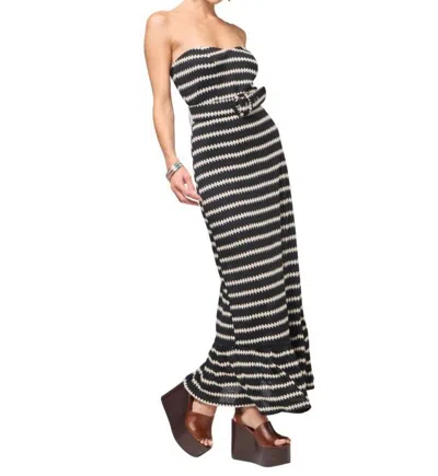 Btb Los Angeles Lilo Knit Dress In Black Cream Stripe In Multi