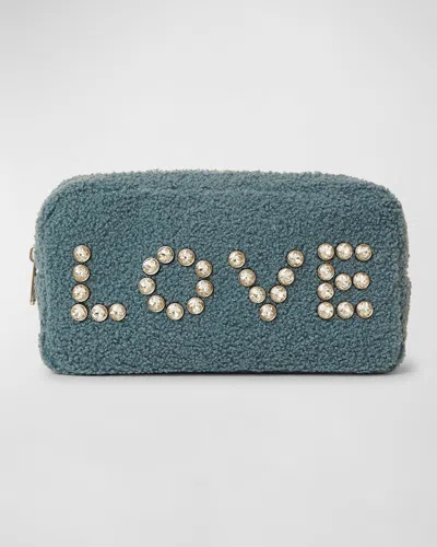 Btb Los Angeles Love Crystal Small Cosmetic Bag In Dusty Blue