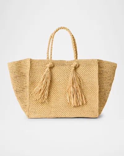 Btb Los Angeles Lucas Large Tassel Straw Tote Bag