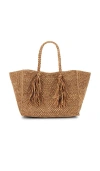 Btb Los Angeles Lucas Large Tassel Straw Tote Bag In 沙色