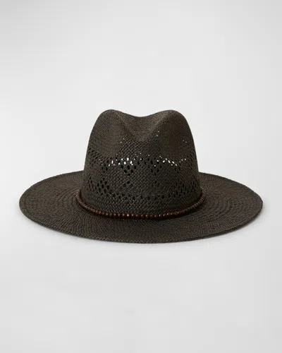 Btb Los Angeles Lucy Straw Fedora With Beaded Band In Black