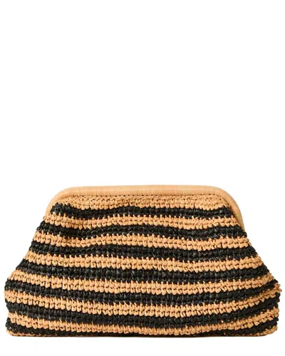 Btb Los Angeles Maeve Striped Raffia Clutch In Brown