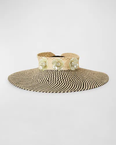 Btb Los Angeles Mandy Pearly Straw Visor In Natural