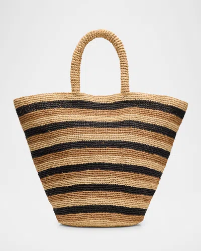 Btb Los Angeles Marisol Striped Straw Tote Bag In Neutral
