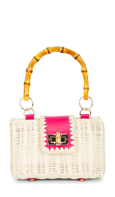 Btb Los Angeles Mason Bamboo Clutch Bag In White
