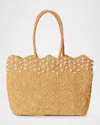 Btb Los Angeles Naples Pearly Straw Tote Bag
